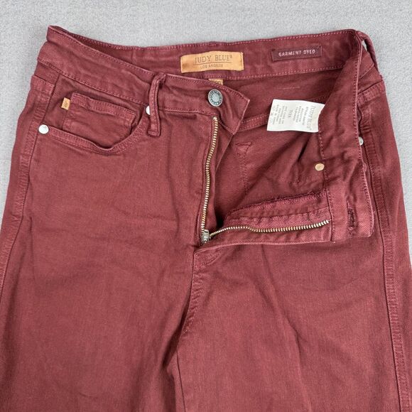 Judy Blue Garment Dyed Sz 7/28 Crop Jeans Wide Leg JB88752 Burgandy Oxblood Red - Picture 4 of 12
